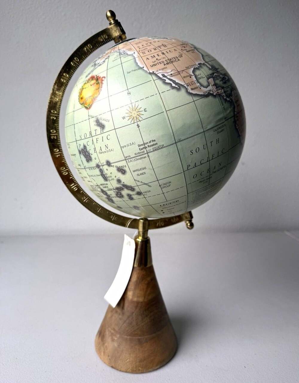 Urban Terrain Tabletop Decorative World Globe Wood/Metal Green Brown Gold 43607